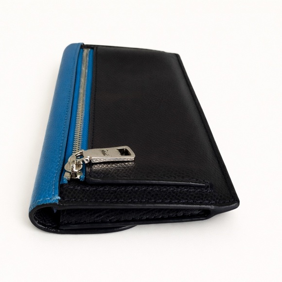 Coach Colorblock Blue & Navy Leather Snap Flap Wallet - Picture 4 of 7